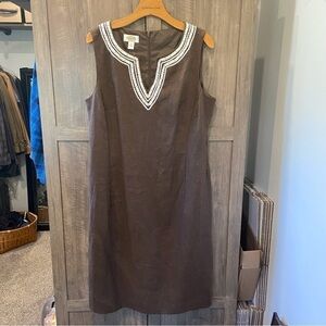 NWT Talbots Vintage Linen Shift Dress Sleeveless size 16